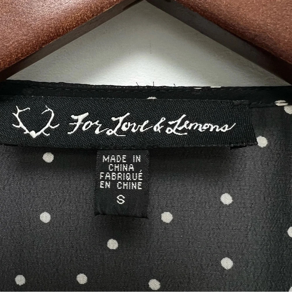 For Love & Lemons Truffles Polka Dot Babydoll Mini Dress Black Romantic Size S - Picture 8 of 11